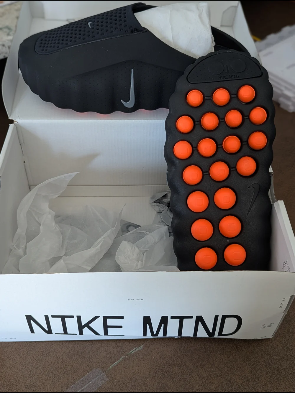 Nike Black Slip-On Clog with Orange Bubble Outsole